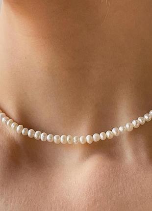 Чокер ожерелье колье жемчуг 4 мм (имитация)