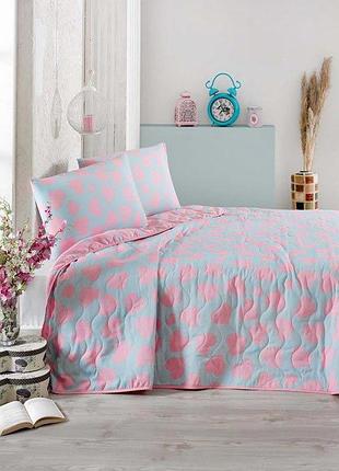 Покрывало стеганое с наволочками pari turkuaz 160х220см