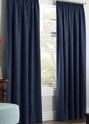 Штори з преміальної тканини мікровелюр комплект щільних і якісних штор 2.7*1.5 м (2 шт.) сині штори