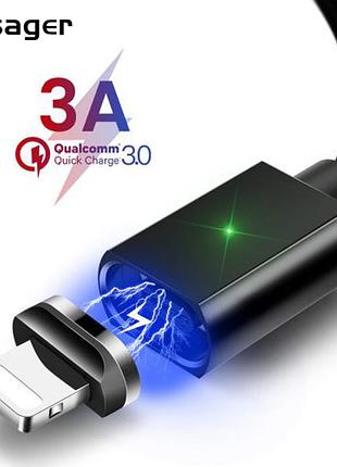 Магнитный кабель черный essager lightning 2метра