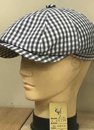 Кепка мужская восьмиклинка хулиганка 8 клинка comfort heads летняя весенняя хлопок рубашечная ткань клетка 58