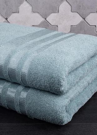 Простынь махровая 150*200 (бордюр двойной) бірюзовый