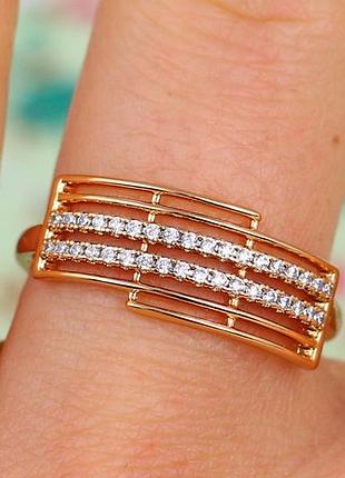 Кольцо xuping jewelry окошки р 18 золотистое