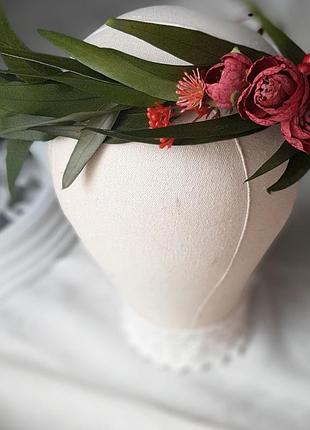 Венок на голову из стабилизированого эвкалипта