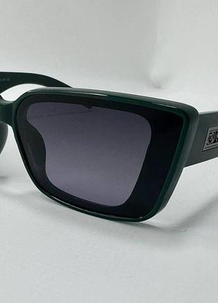 Очки солнцезащитные женские пластиковые прямоугольные широкие дужки поляризационные линзы коричневый зеленый