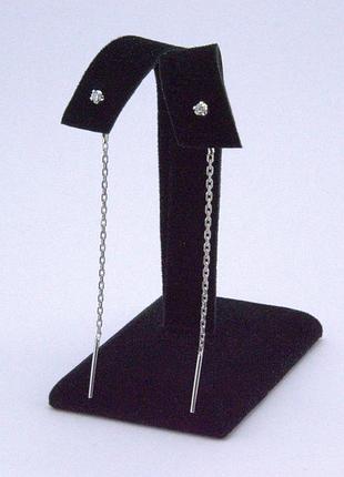 Серьги-протяжки серебряные с циркониями 925 пробы.