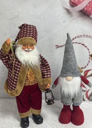 Новогодний набор для декора дед мороз и скандинавский гном рождественские фигуры
