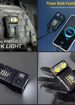 Мини фонарь тактический с поворотной головой usb портом фонарик портативный edc
