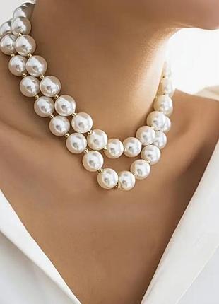 Комплект 2 чокера жемчужины (имитация) белый