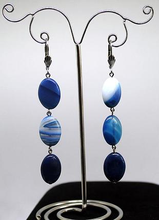 Летние серьги голубой агат