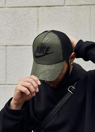 Кепка nike мужская с сеткой, цвет хаки, летняя бейсболка найк