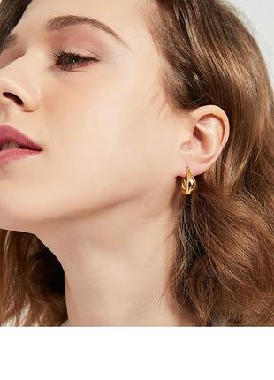 Серьги объемные капля в стиле минимализм, покрытие родий или лимонная позолота, серебряное покрытие 925 пробы лимонна позолота