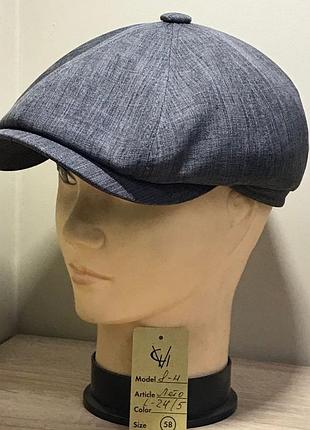 Кепка мужская восьмиклинка хулиганка 8 клинка comfort heads весенняя летняя лён габардин льняная серый сера 59