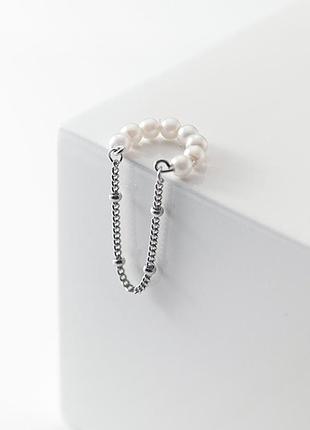 Каффи з перлами (імітація) на середину вушка 2 шт, сірки без проколу, срібло 925 проби одна