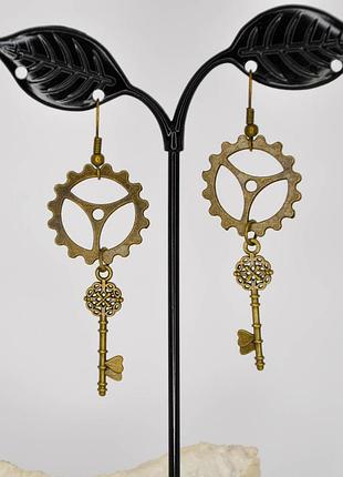Стимпанк серьги ключики. серьги в стиле стимпанк вариант 3 арт. 77643