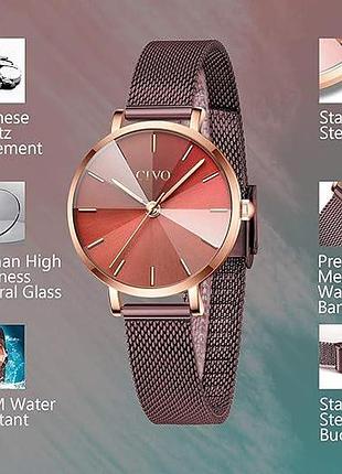 Женские наручные часы civo кварцевые, японская механика, граненое стекло
