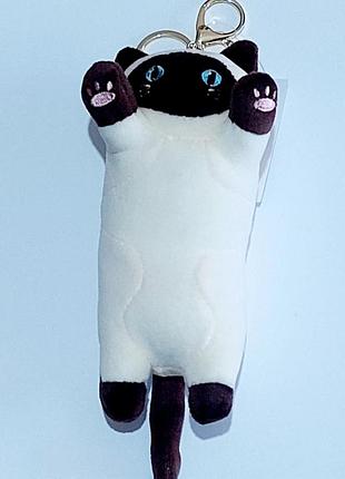 Брелок мягкая игрушка кот батон – сиамский – 16 см