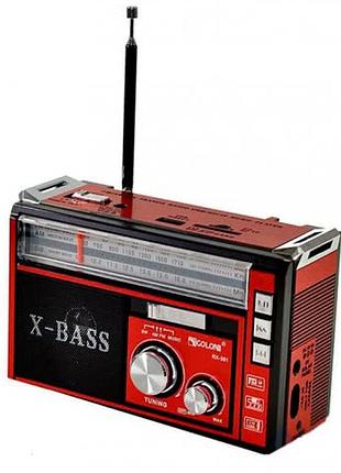 Радиоприемник с usb/sd и led фонариком golon rx-381 (цвет красный)