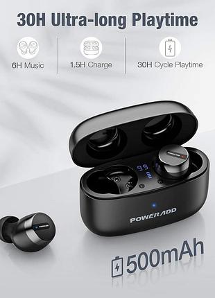 Беспроводные bluetooth tws наушники poweradd s12 со встроенным микрофоном, управление касанием