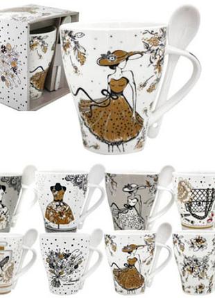 Чашка з ложкою кокетка 340мл