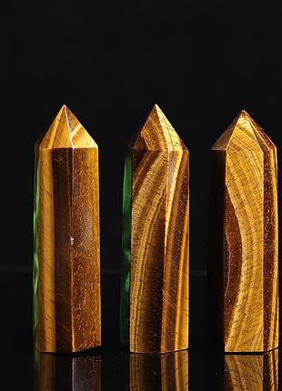 Обелиск тигровый глаз, столбик из натурального минерала, вес 40-70 г, высота 7-8 см, кристалл тигровый глаз