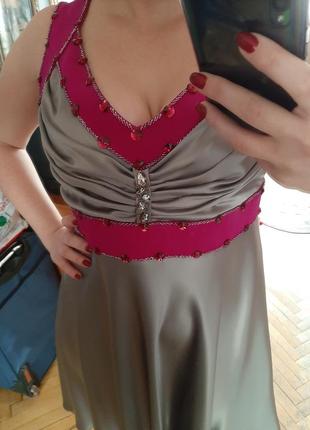 Випускна, коктейльна, вечірня сукня з натурального шовку з кристалами сваровські, авторське пошиття