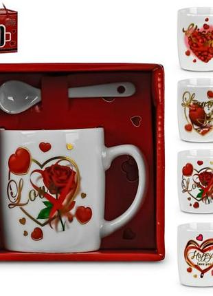 Чашка з ложкою "love" 2пр/наб 180мл