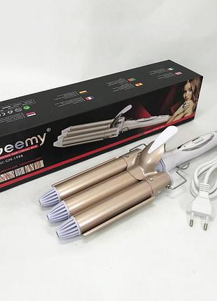 Плойка тройная волна gemei gm-1988-25 triple керамическое покрытие с регулировокой температуры