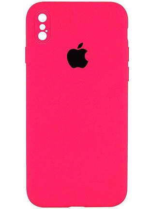 Чохол silicone case square full camera protective (aa) для apple iphone xs / x (5.8") салатовий / neon green рожевий / barbie pink
