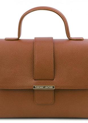 Шкіряна сумка жіноча (італія) tuscany tl142156 (коньяк)
