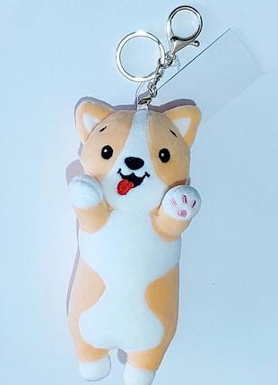 Брелок м'яка іграшка пес батон - корги - 16 см