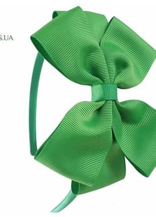 Детский обруч для волос с бантиком зеленый