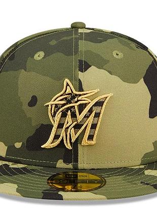 Кепка miami marlins new era 2022 armed forces day on-field 59fifty розмір не регулюється 7 1/8 56.8 см fitted hat - camo