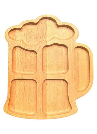 Менажница дерев'яна секційна бокал на 6 секцій для подавання страв (матеріал карпатський бук) 28x21 см.