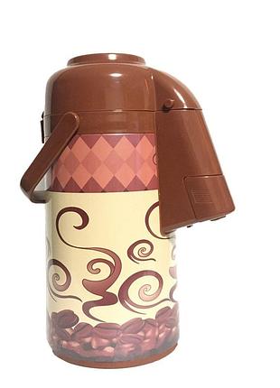 Термос со стеклянной колбой stenson 3.0 л (mt-0759) коричневый