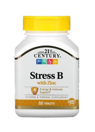 Stress b, комплекс вітамінів b 21st century, з цинком 66 таблеток