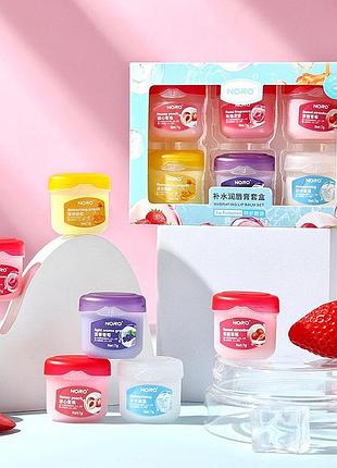 Набор бальзамов для губ, вазелин из 6 шт. noro (6x7 г)