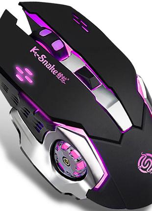 Игровая беспроводная мышь на аккумуляторе с подсветкой k-snake bm100 черная