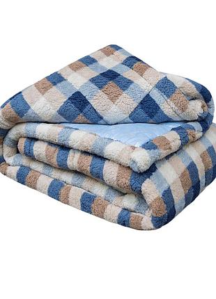 Одеяло-плед "тэдди комфорт" сине бежевое 165×200 см (+\ - 5 cм)