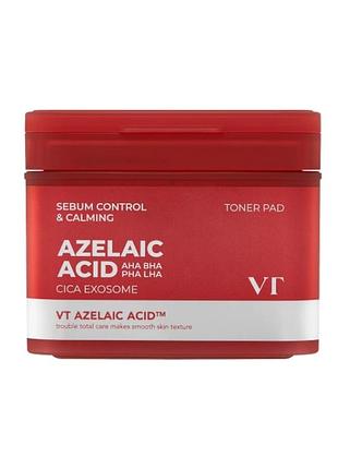 Тонер-пади с азелаиновой кислотой vt cosmetics az care toner pad 60 шт