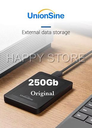 Портативний зовнішній жорсткий диск 250 gb гігабайт usb 3.0 unionsine для пк / macos / ps4 / xbox. оригінал!