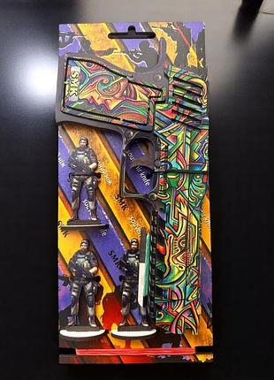 Деревянный детский резинкострел + 3 мишени пистолет "desert eagle" №2