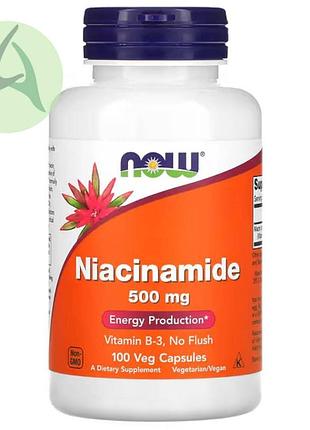 Now foods, никотинамид, 500 мг, витамин в3, b3, 100 капсул