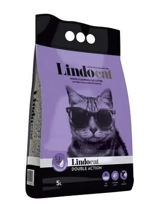 Бентонитовый наполнитель для кошачьего туалета с ароматом лаванды lindocat double action lavender&argan 5 л