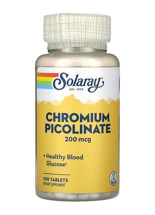 Solaray, пиколинат хрома, 200 мкг, 100 таблеток