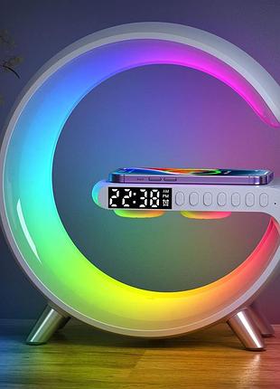 Настільна led лампа-нічник vhg nh-30 з бездротовою зарядкою 15w та bluetooth колонкою white.