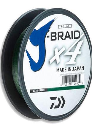 Шнур daiwa j-braid x4 0,10mm 3,8kg 135m dark green