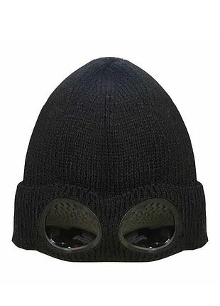 Шапка с очками c.p. company черная унисекс