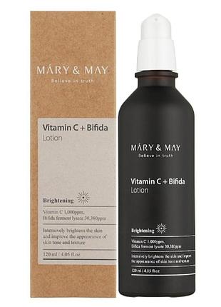 Лосьйон з біфідобактеріями та вітаміном с mary & may vitamin c + bifida lotion 120 ml