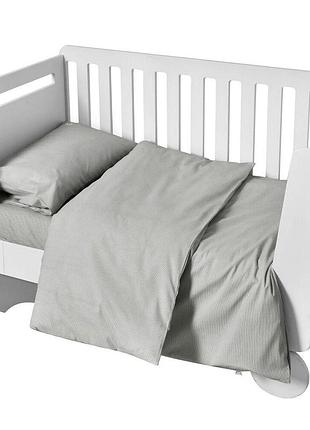 Комплект постільної білизни в ліжечко дитячий papaella, набір постільної з вишивкою, бавовна сірий